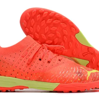 Puma Future Z Orange Green Knit Upper Perforated Ventilation Turf Soccer Shoes