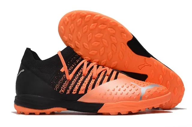 Puma Future Z أحذية كرة القدم برتقالي أخضر نسيج علوي مثقب تهوية للعشب الصناعي 2