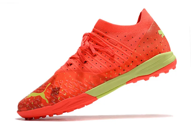 Puma Future Z أحذية كرة القدم برتقالي أخضر نسيج علوي مثقب تهوية للعشب الصناعي 18