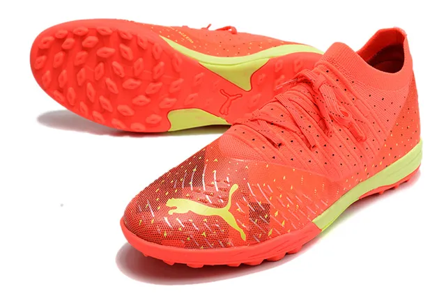 Puma Future Z أحذية كرة القدم برتقالي أخضر نسيج علوي مثقب تهوية للعشب الصناعي 20