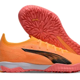 Puma Future Z Orange Pink Ribbed Knit Upper Gradient Formstrip Turf Soccer Shoes