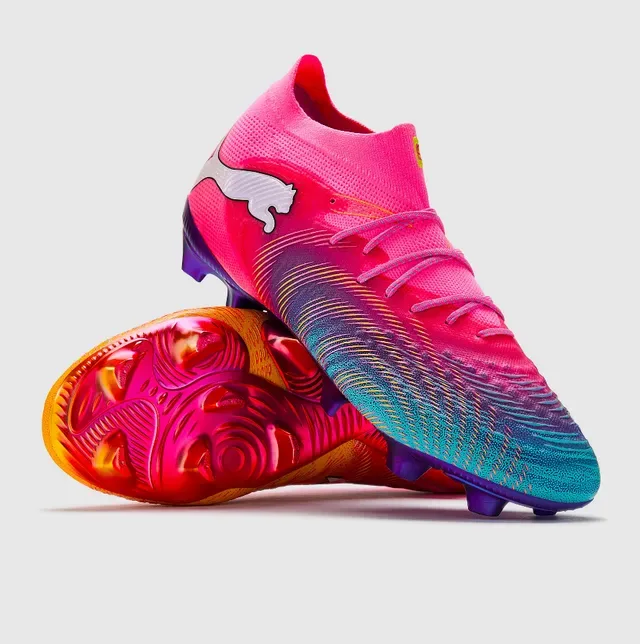 Puma Future Z Pink Multicolor Knitted Gradient Upper Sock-Fit Collar Firm-Ground Soccer Shoes 1