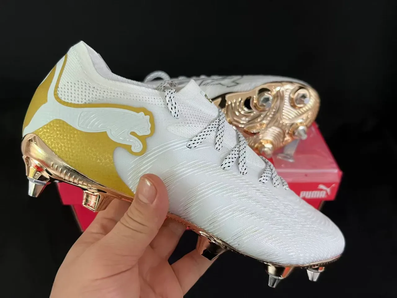 Puma Future Z White and Gold Firm-Ground Soccer Shoes 13