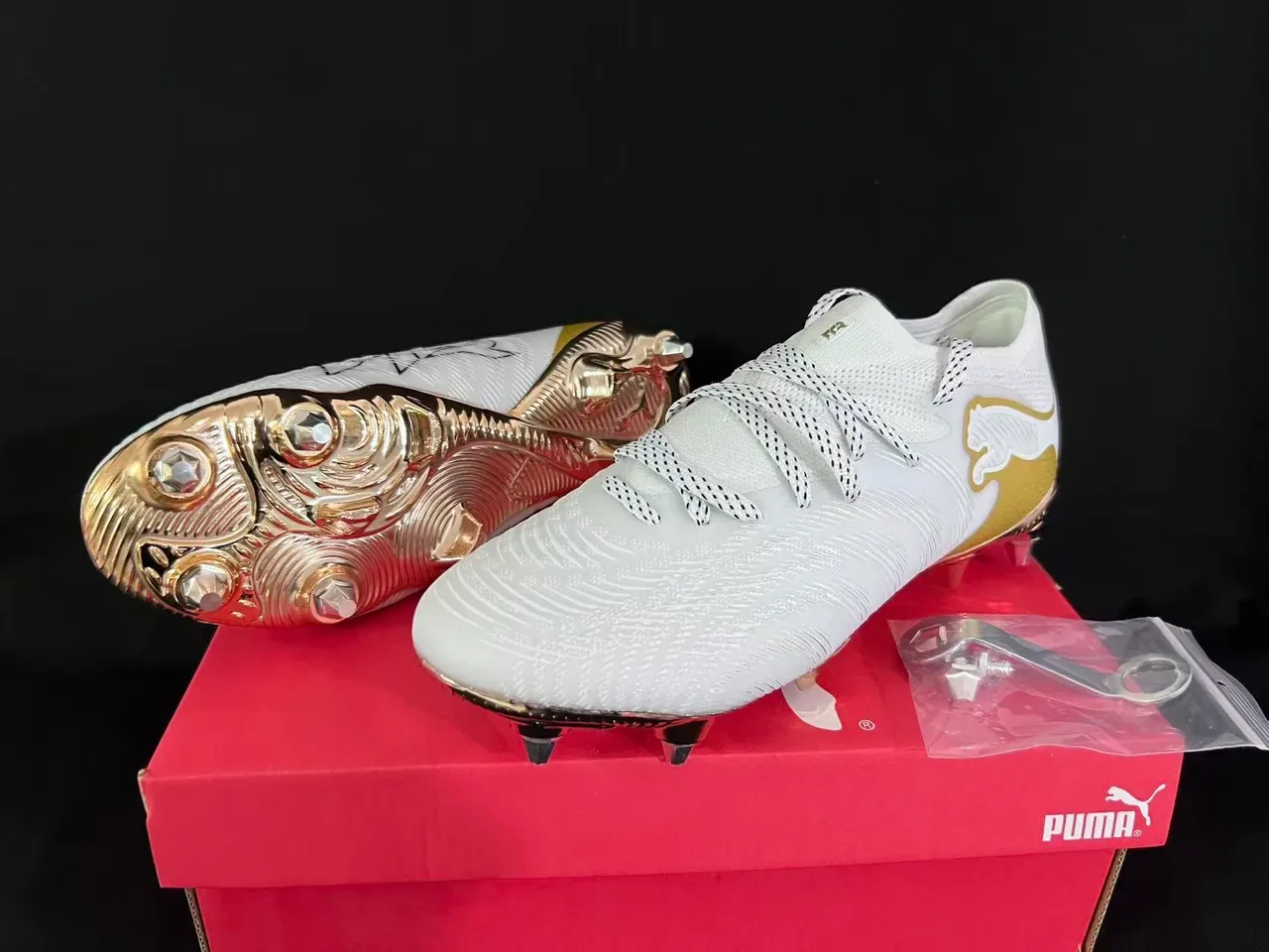 Puma Future Z White and Gold Firm-Ground Soccer Shoes 16