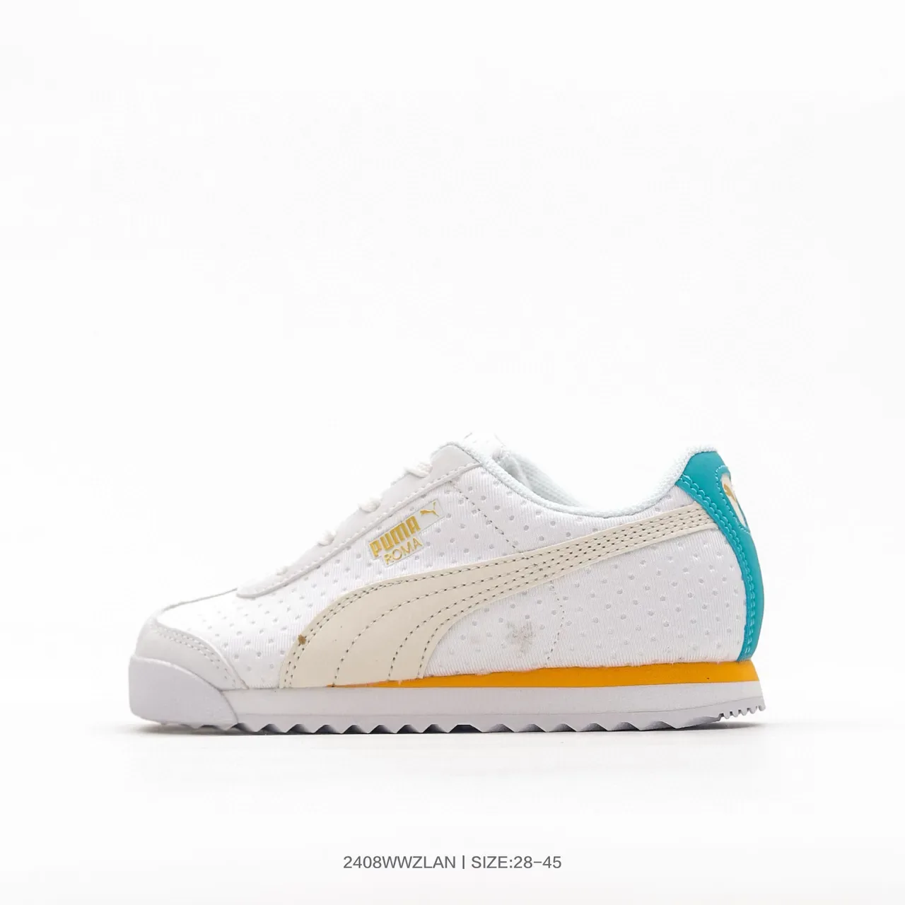 Puma Roma Branco Creme Verde azulado Amarelo Tênis lifestyle 9