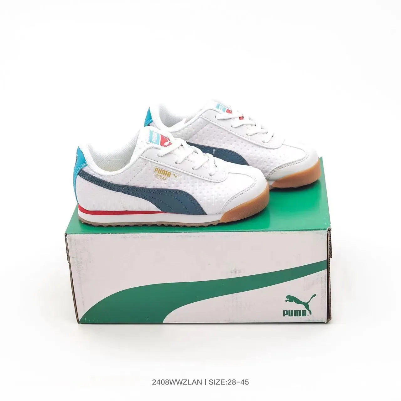 Puma Roma Branco Creme Verde azulado Amarelo Tênis lifestyle 11