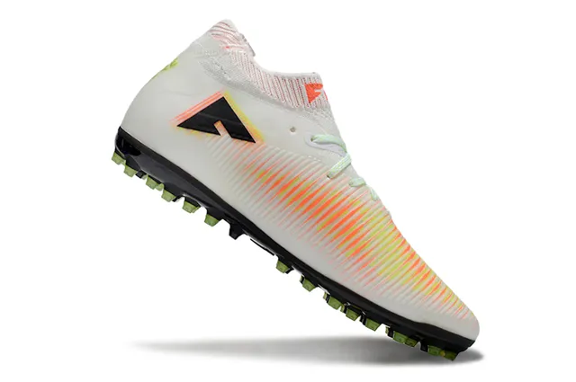 Puma Blanc Orange Haut-Coupé Col Ajustement Chaussette Rayures Dynamiques Haut Supérieur Gazon Chaussures de Football 2