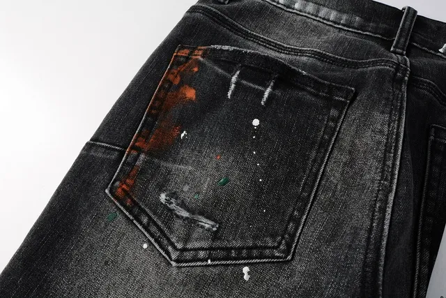 Purple Brand Distressed Paint-Splattered Slim-Fit Jeans 5