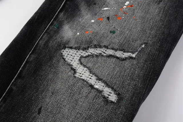 Purple Brand Distressed Paint-Splattered Slim-Fit Jeans 8