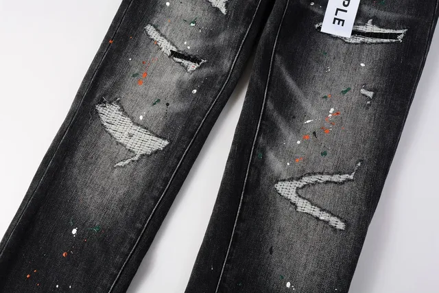 Purple Brand Distressed Paint-Splattered Slim-Fit Jeans 9