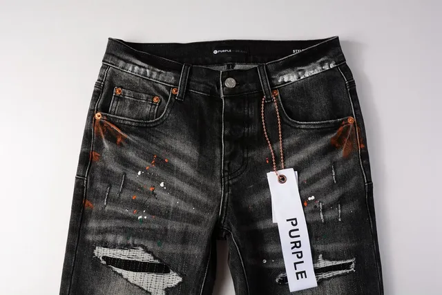 Purple Brand Distressed Paint-Splattered Slim-Fit Jeans 14