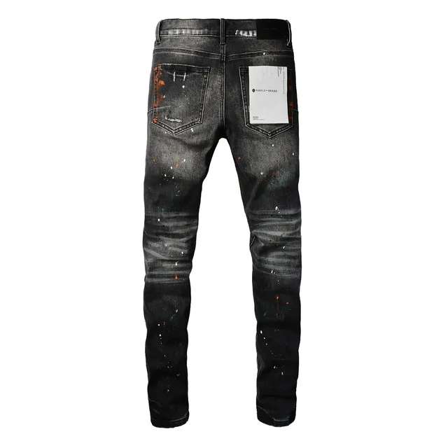 Purple Brand Distressed Paint-Splattered Slim-Fit Jeans 15
