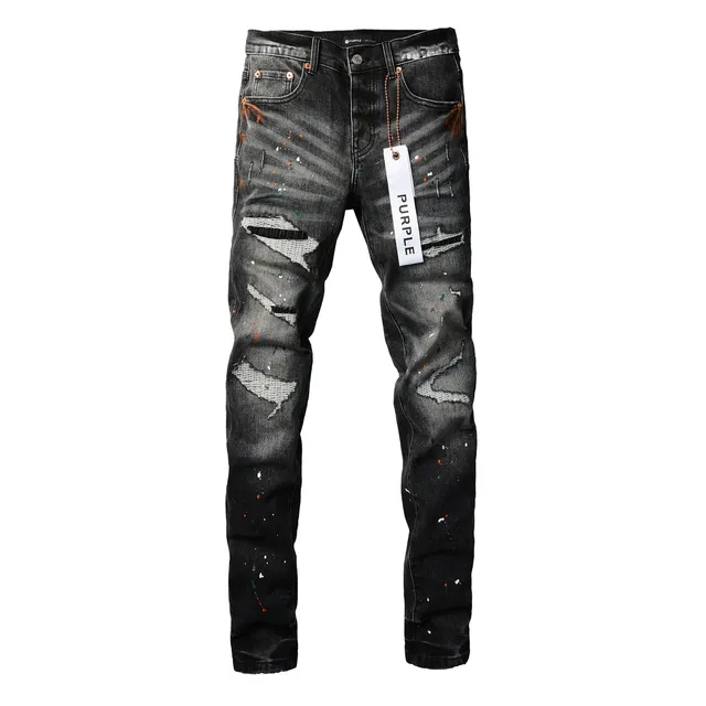 Purple Brand Distressed Paint-Splattered Slim-Fit Jeans 16