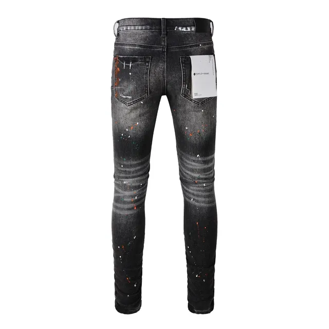 Purple Brand Distressed Paint-Splattered Slim-Fit Jeans 17