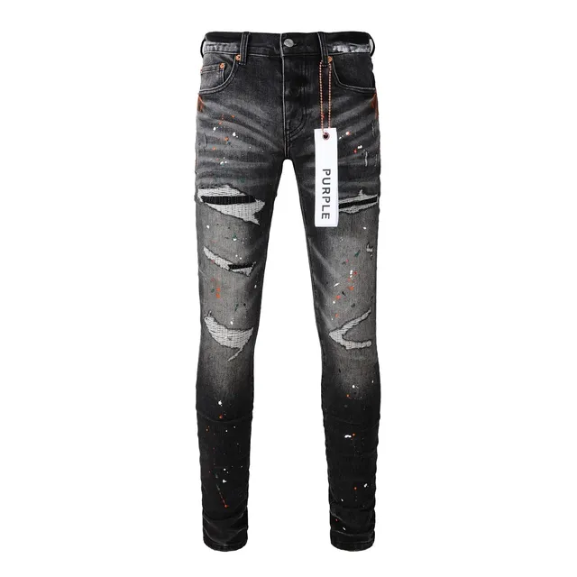 Purple Brand Distressed Paint-Splattered Slim-Fit Jeans 18