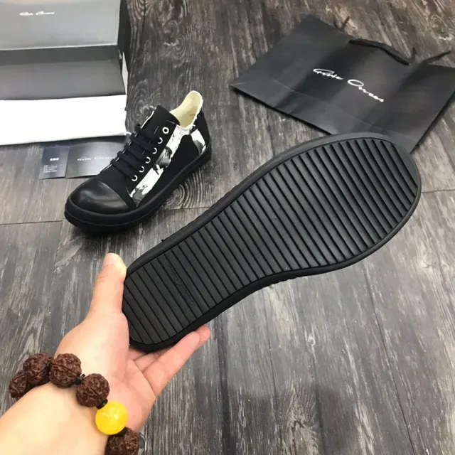 Rick Owens Black White Platform Sole Leather Toe Cap Lifestyle Sneakers 2