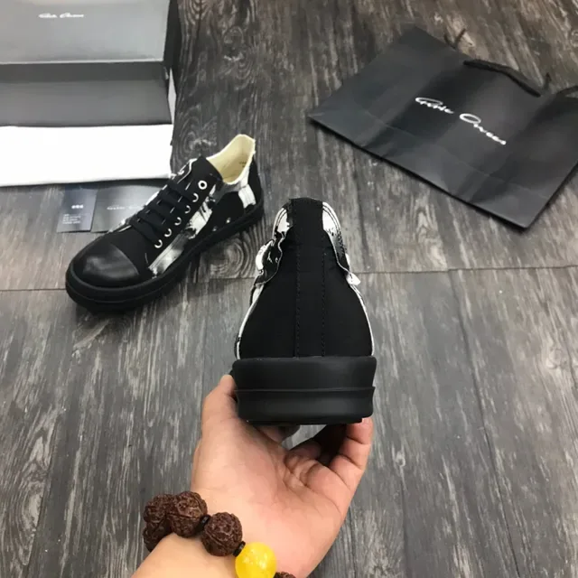 Rick Owens Black White Platform Sole Leather Toe Cap Lifestyle Sneakers 3
