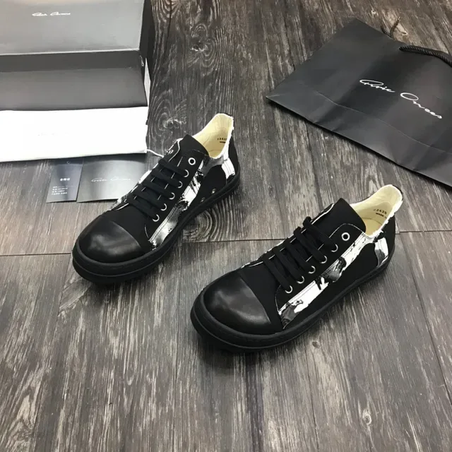 Rick Owens Black White Platform Sole Leather Toe Cap Lifestyle Sneakers 8
