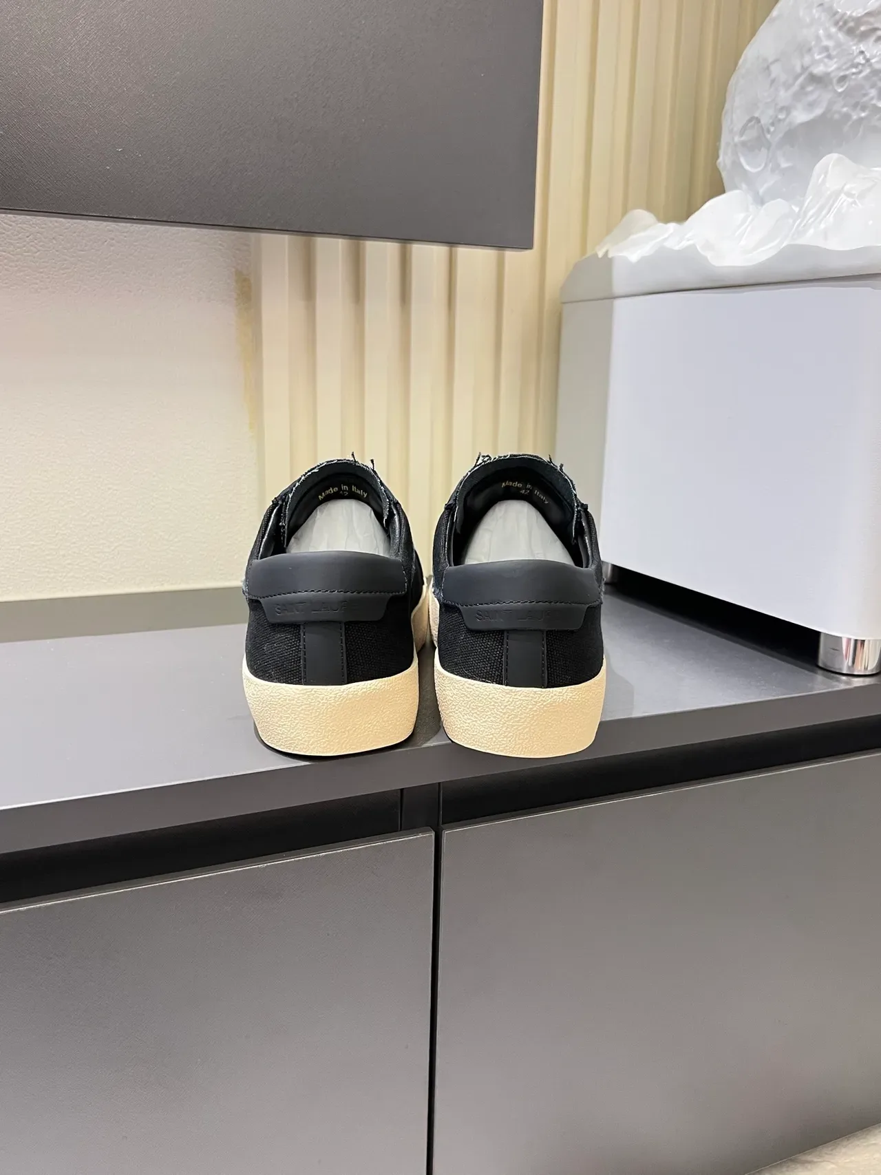 Saint Laurent Black Beige Canvas Upper Handwritten Logo Lifestyle Sneakers 2