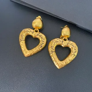 Saint Laurent 锤击金 雕刻心形耳环