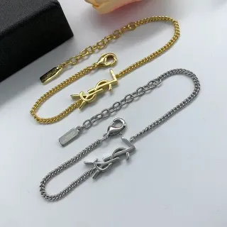 سوارات Saint Laurent Monogram ذهبي وفضي سلسلة