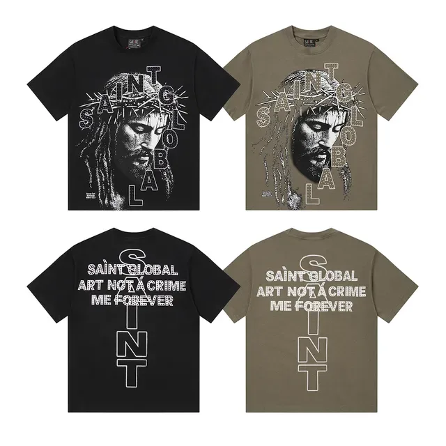 Saint Laurent Saint ग्राफिक प्रिंट काली टी-शर्ट 2