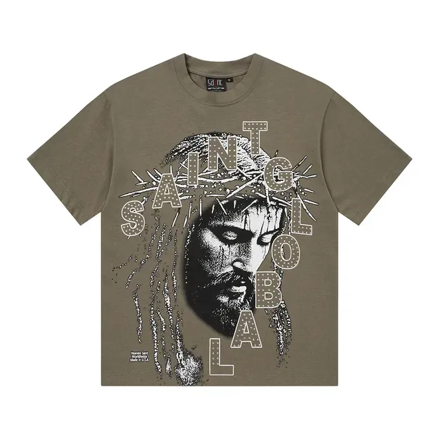 Saint Laurent Saint ग्राफिक प्रिंट काली टी-शर्ट 3