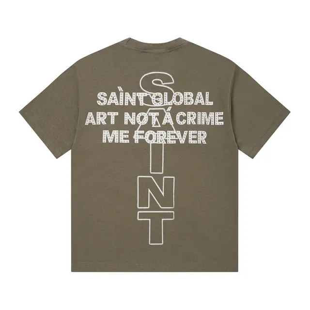 Saint Laurent Saint ग्राफिक प्रिंट काली टी-शर्ट 4