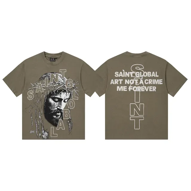 Saint Laurent Saint ग्राफिक प्रिंट काली टी-शर्ट 5