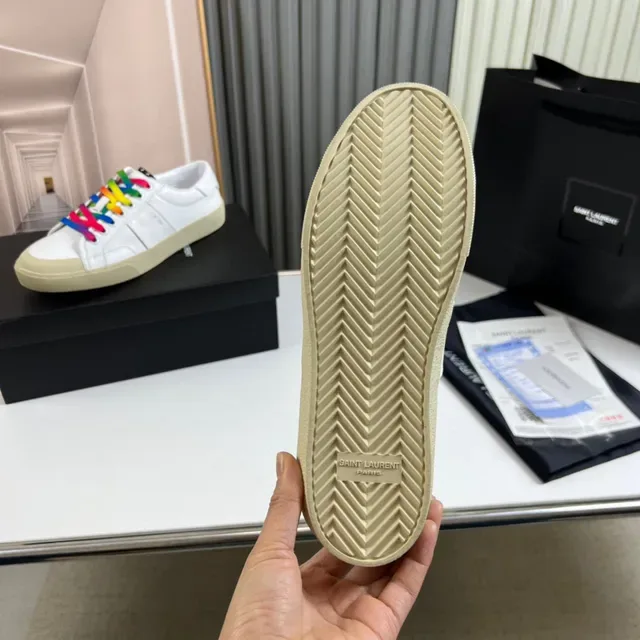 Saint Laurent SL/7 Sneakers Lifestyle Blancas Multicolores Cuir Superior Construction Cupsole 3