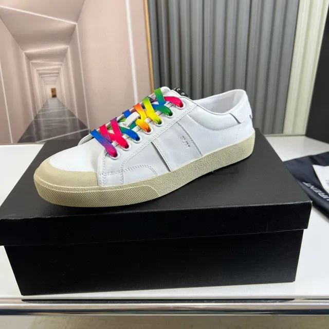 Saint Laurent SL/7 Sneakers Lifestyle Blancas Multicolores Cuir Superior Construction Cupsole 7