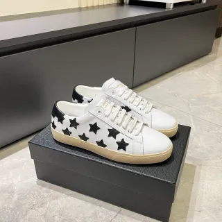 Saint Laurent 星形刺绣白色皮革生活方式运动鞋
