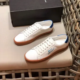Saint Laurent 白蓝 皮革鞋面 绣花标志 生活方式运动鞋