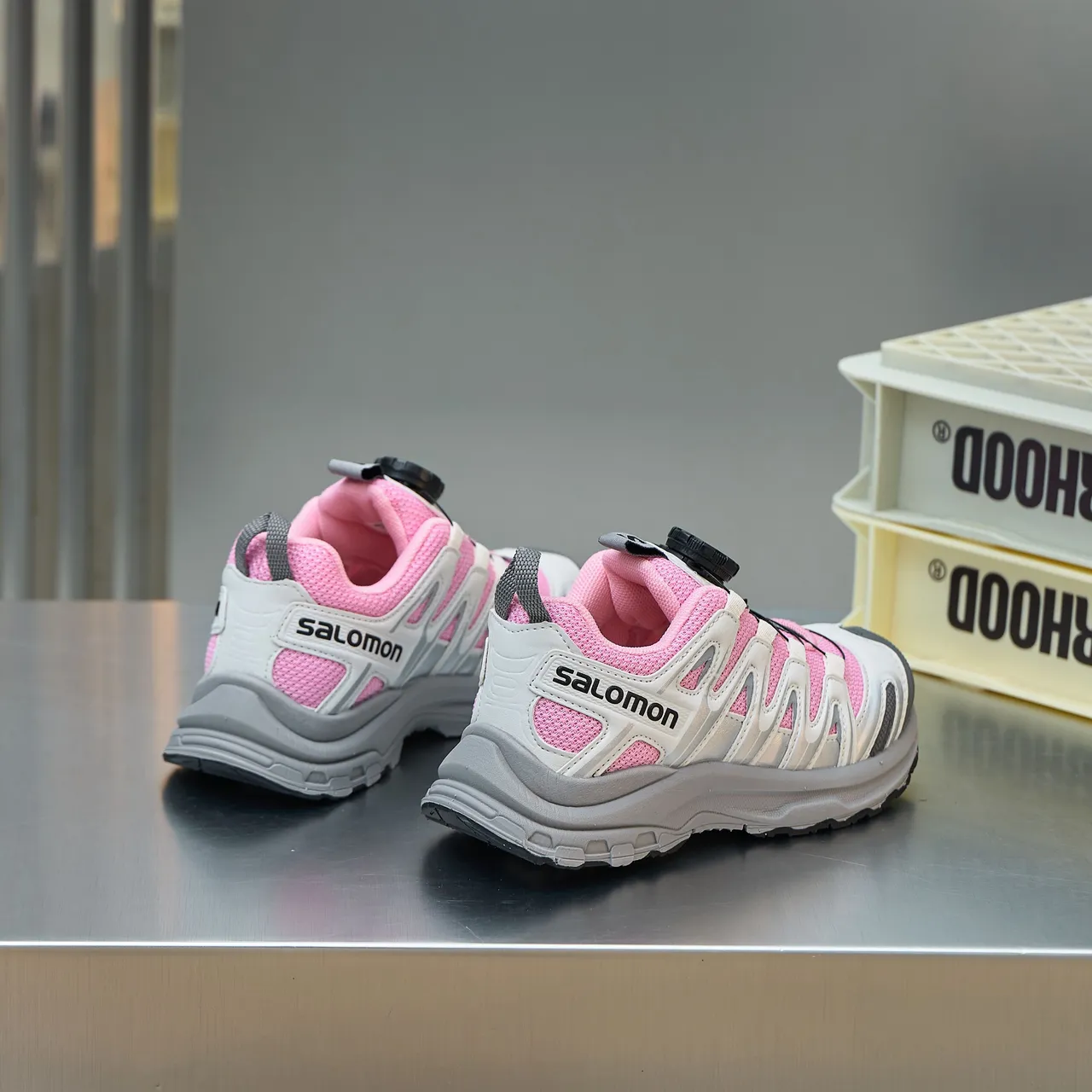 Salomon XT-4 Pink White Gray Kids Running Shoes 10