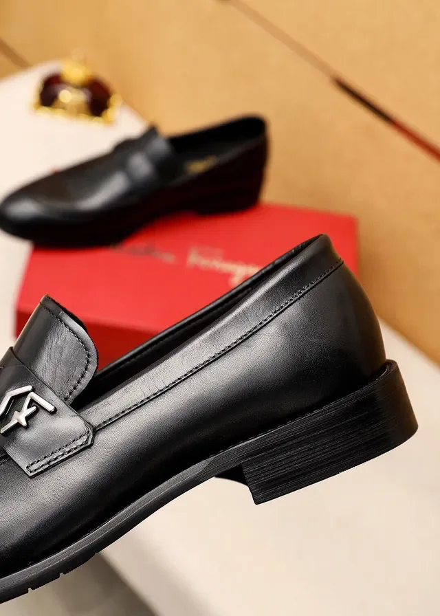 Salvatore Ferragamo Gancini Loafer Black Leather Loafers 6
