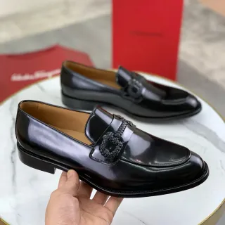 Salvatore Ferragamo Gancini Loafer Black Patent Leather Loafers