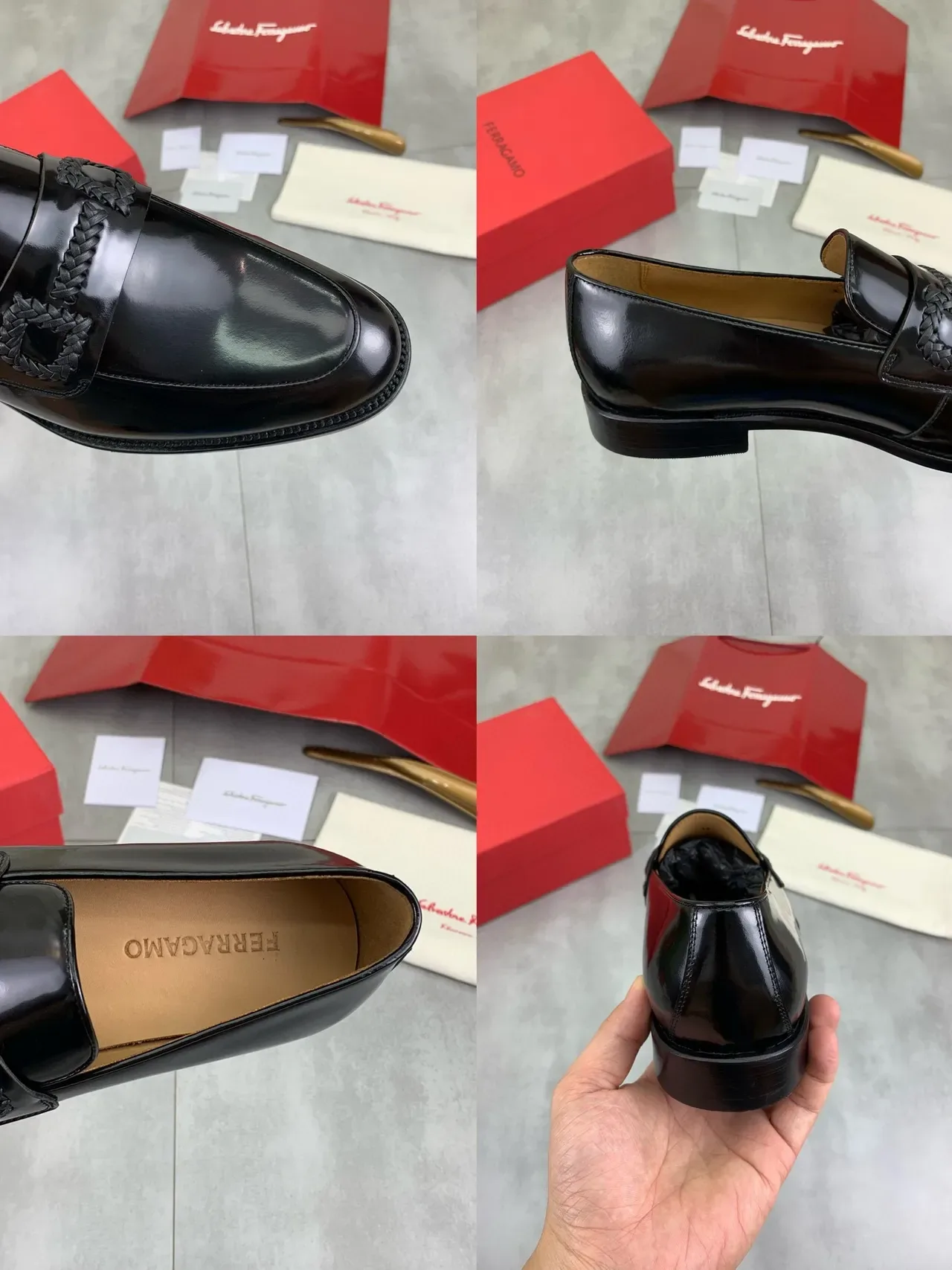 Salvatore Ferragamo Gancini Loafer Black Patent Leather Loafers 3
