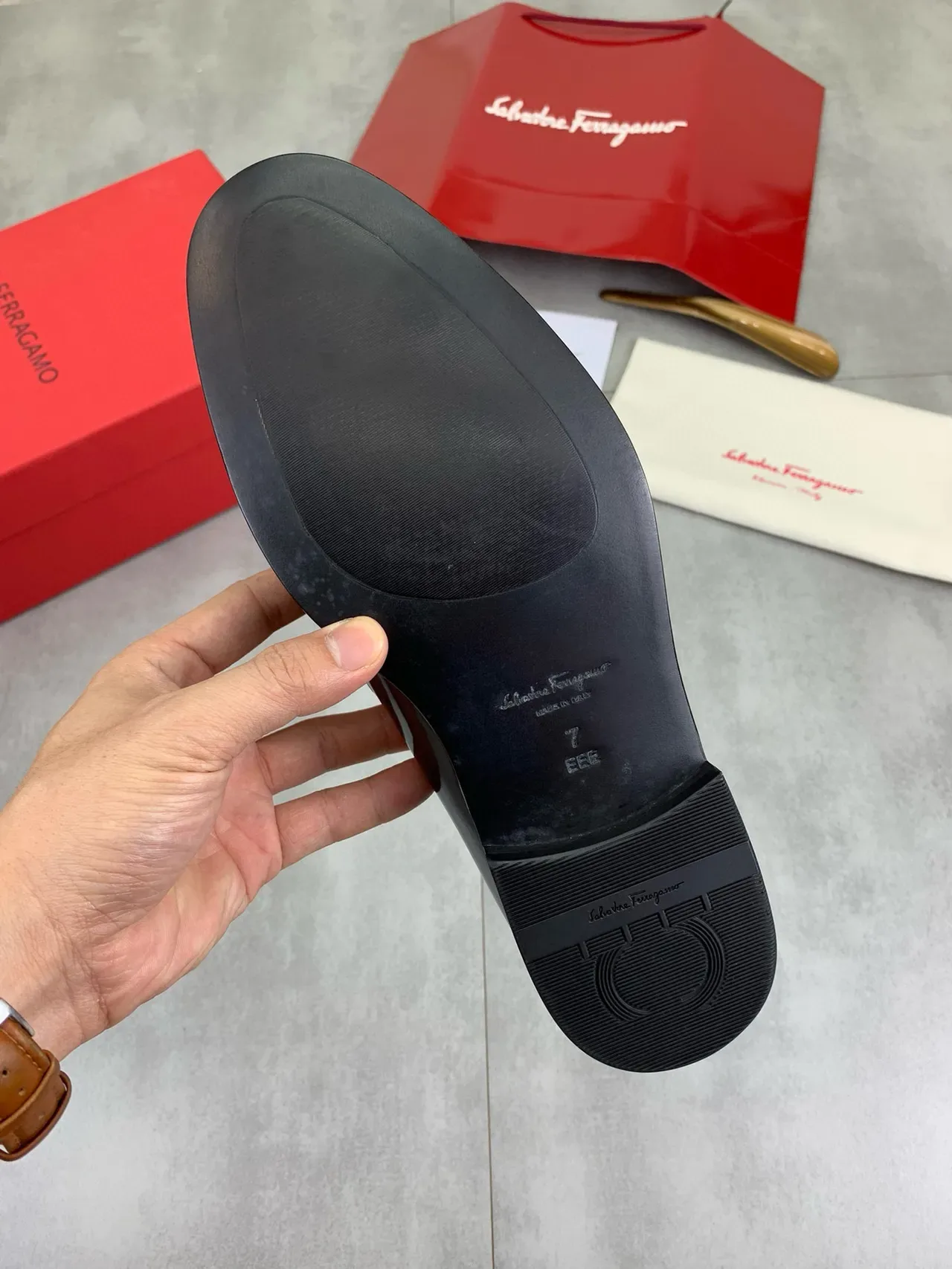 Salvatore Ferragamo Gancini Loafer Black Patent Leather Loafers 4
