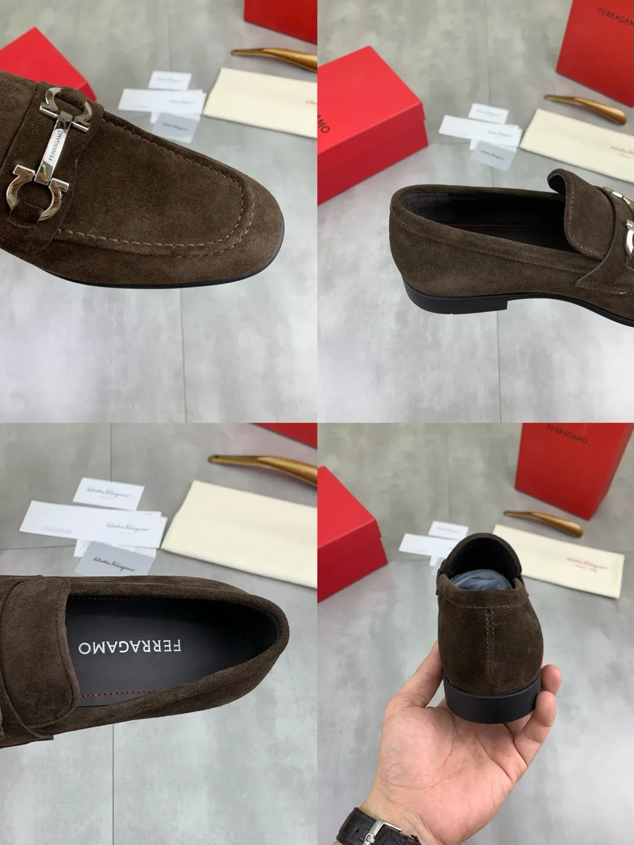 Salvatore Ferragamo Gancini Loafer Brown Suede Loafers 3