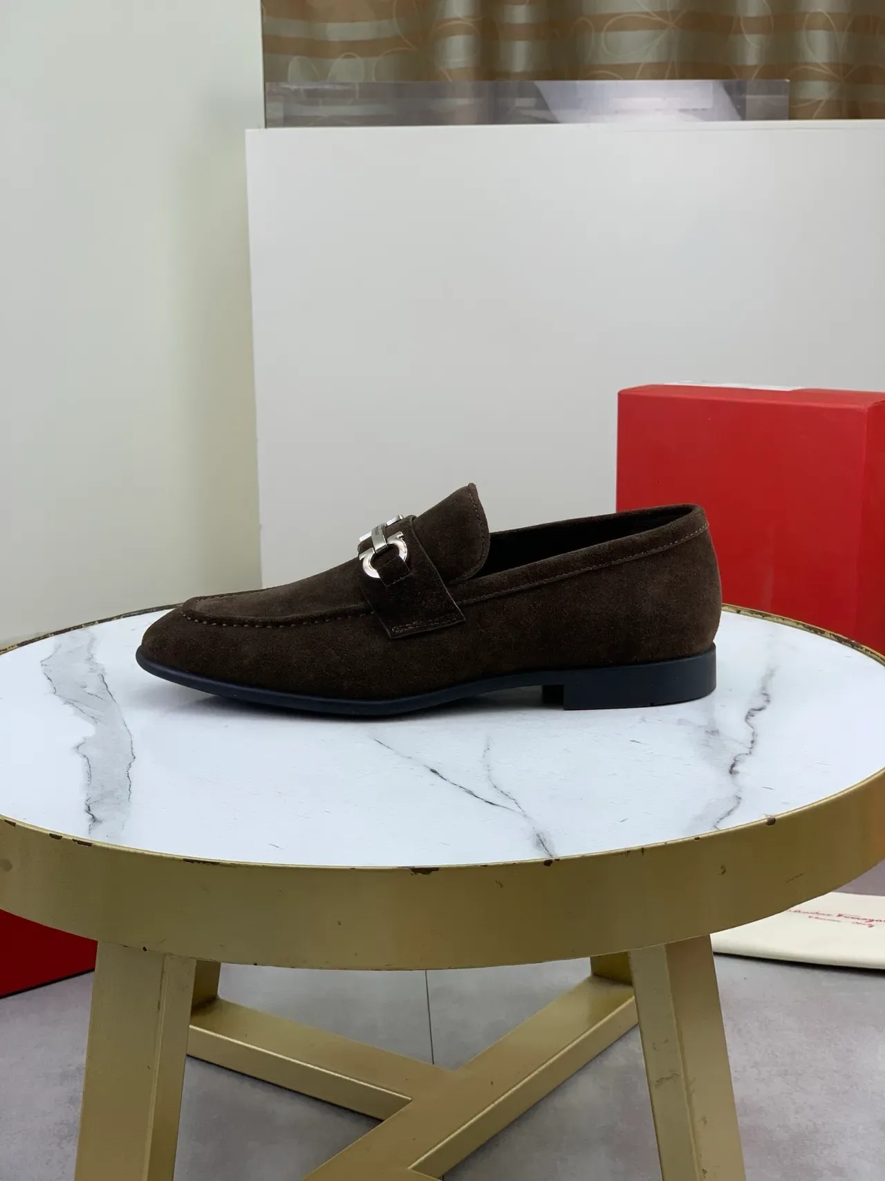 Salvatore Ferragamo Gancini Loafer Brown Suede Loafers 6