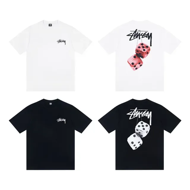 Stussy Stock Logo पासा ग्राफिक टी-शर्ट 2
