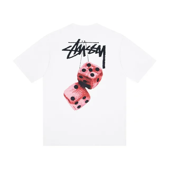 Stussy Stock Logo पासा ग्राफिक टी-शर्ट 3