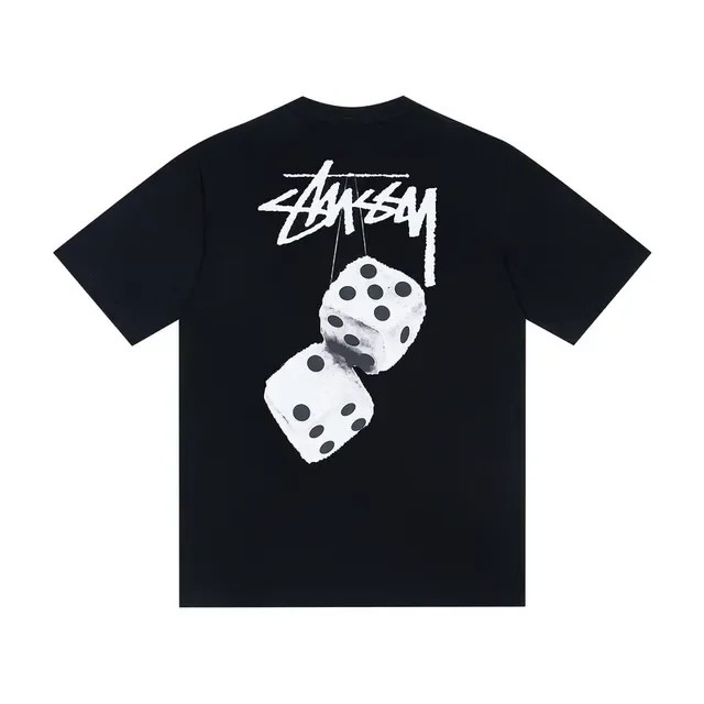 Stussy Stock Logo पासा ग्राफिक टी-शर्ट 5