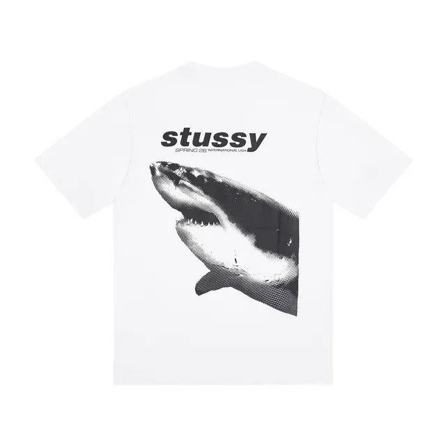 Stussy Stock Logo White Black Graphic T-Shirt 4