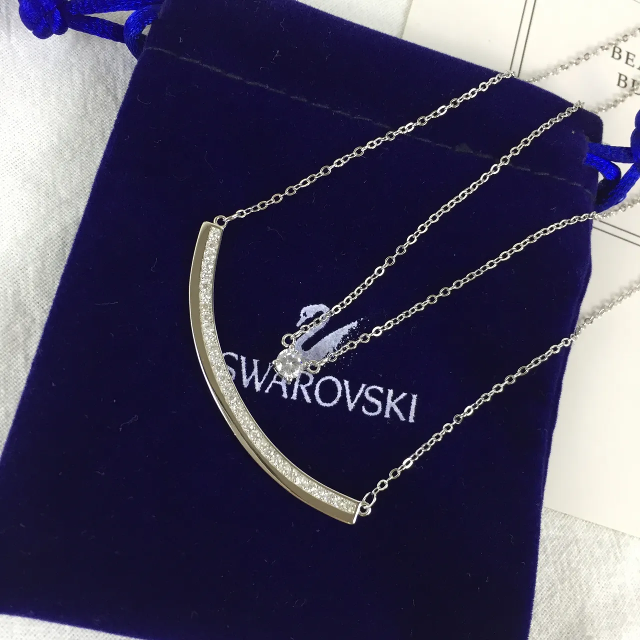 Swarovski वक्र क्रिस्टल बार नेकलेस 5