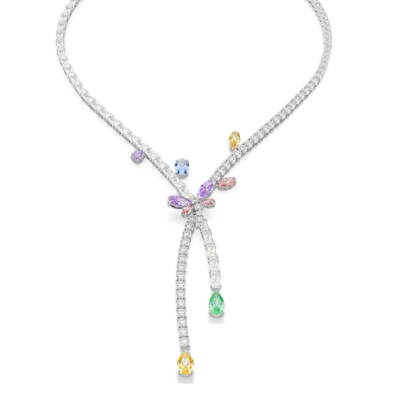 Swarovski Dragonfly Multi-Gemstone Silver-Tone Necklace 17
