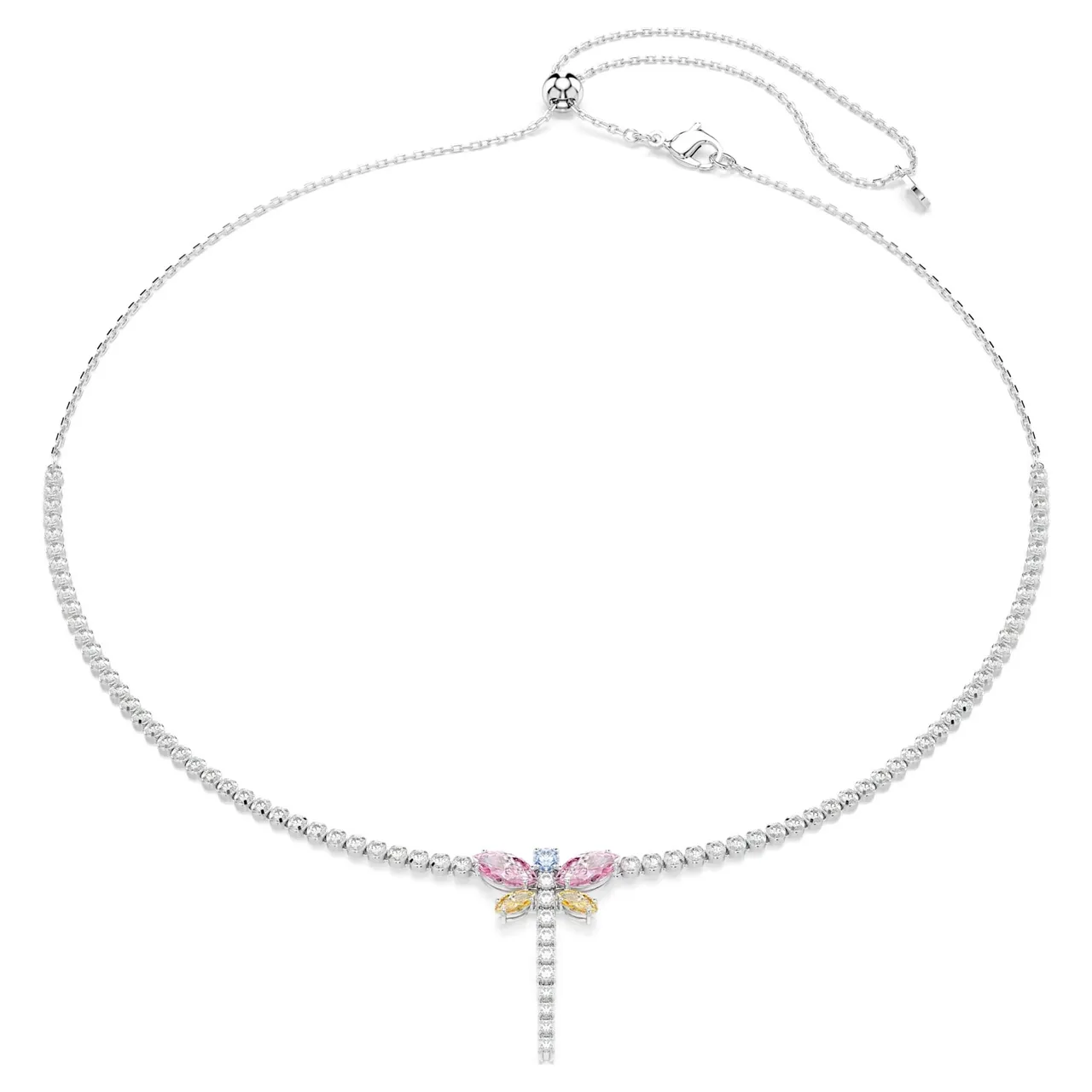 Swarovski Dragonfly Multi-Gemstone Silver-Tone Necklace 18