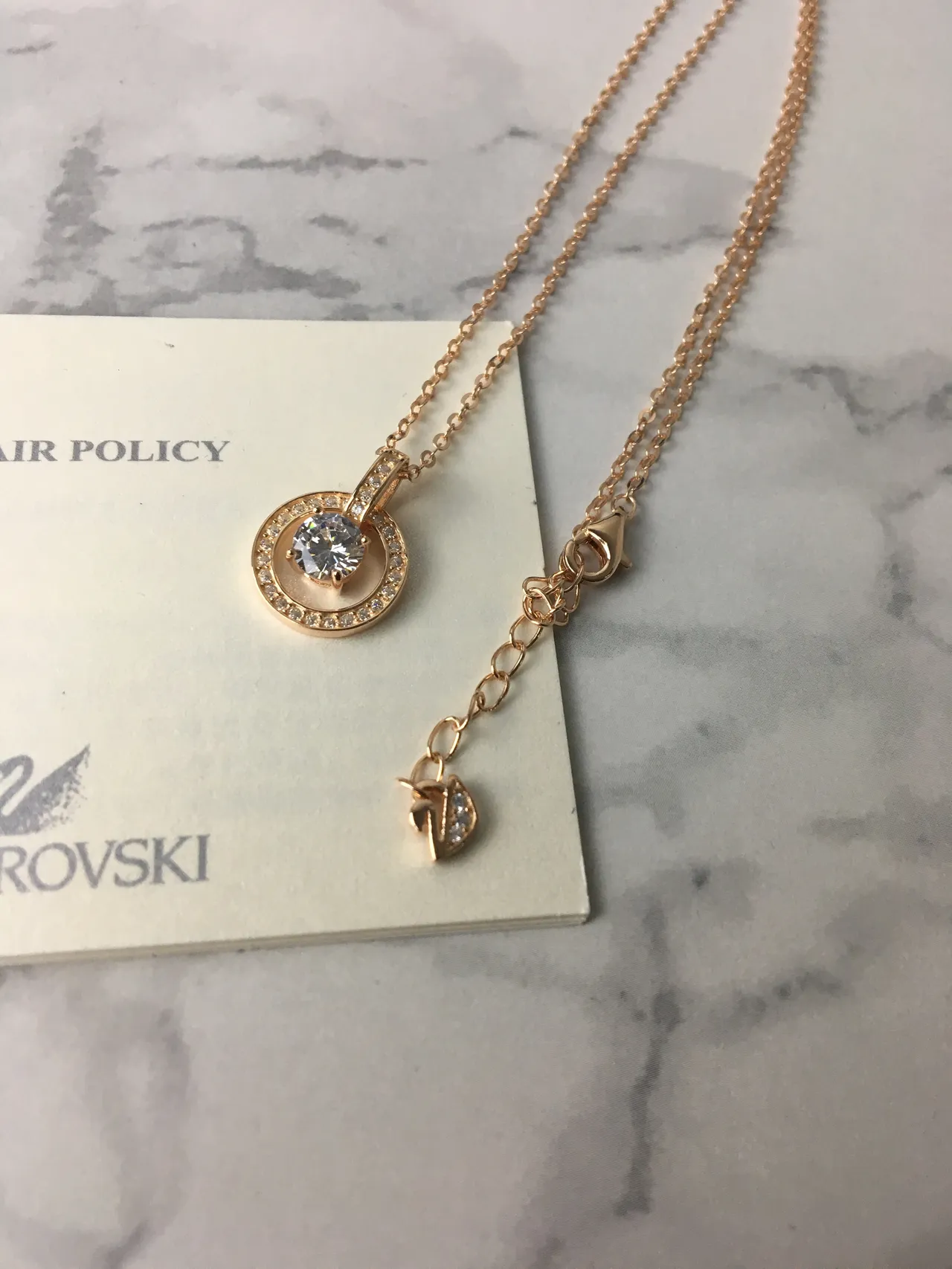 Swarovski Collier chaîne dorée transparente circulaire à double anneau 4