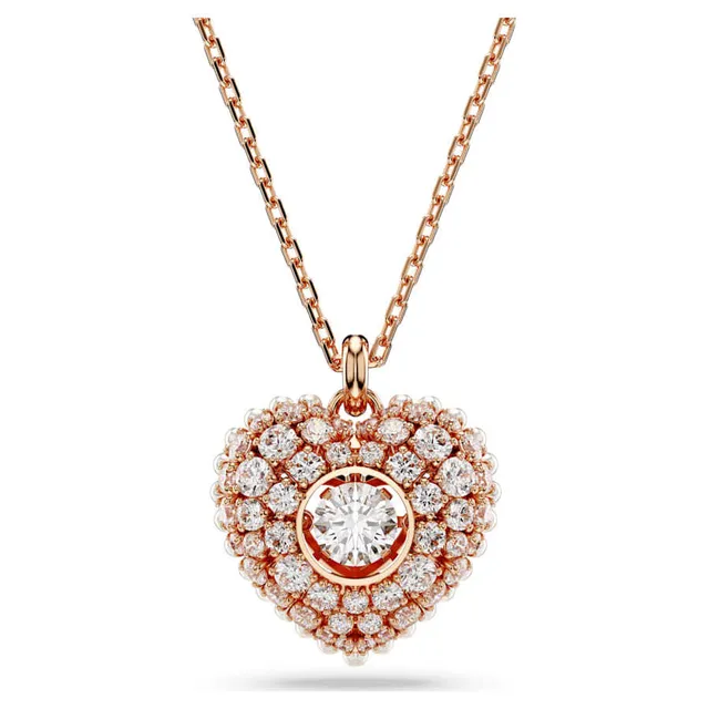 Swarovski Love Heart Collier Cristal Rose Doré 12
