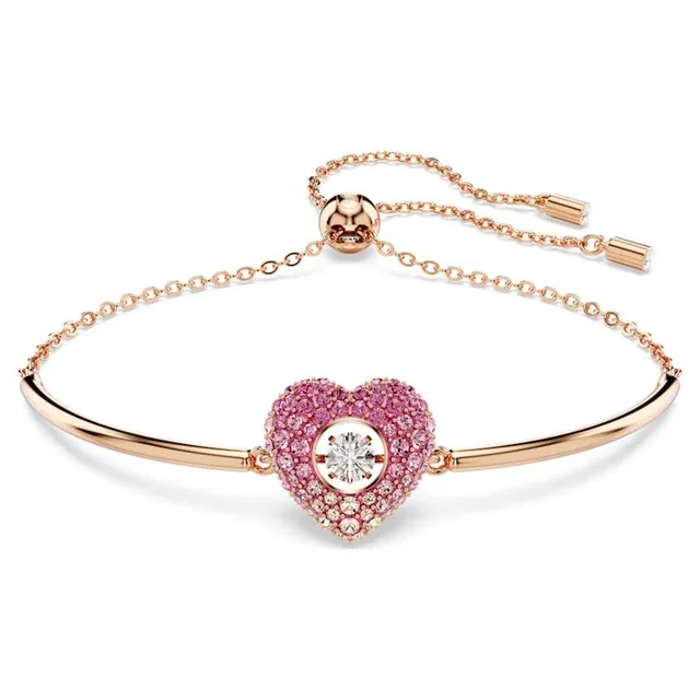 Swarovski Love Heart Collier Cristal Rose Doré 13